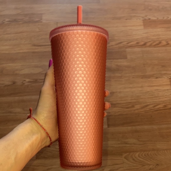 Starbucks 2022 Valentine's Soft Touch Pink Lemonade Studded Venti 24 oz. Tumbler - Picture 2 of 3